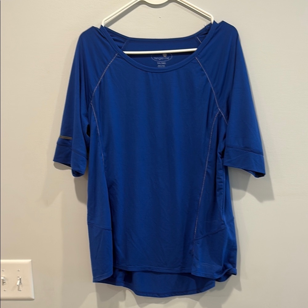 Tangerine Blue Relaxed Asymmetrical Blouse